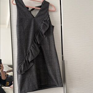 Mango MNG Casual Chic Black Ruffle Midi Dress Sz S